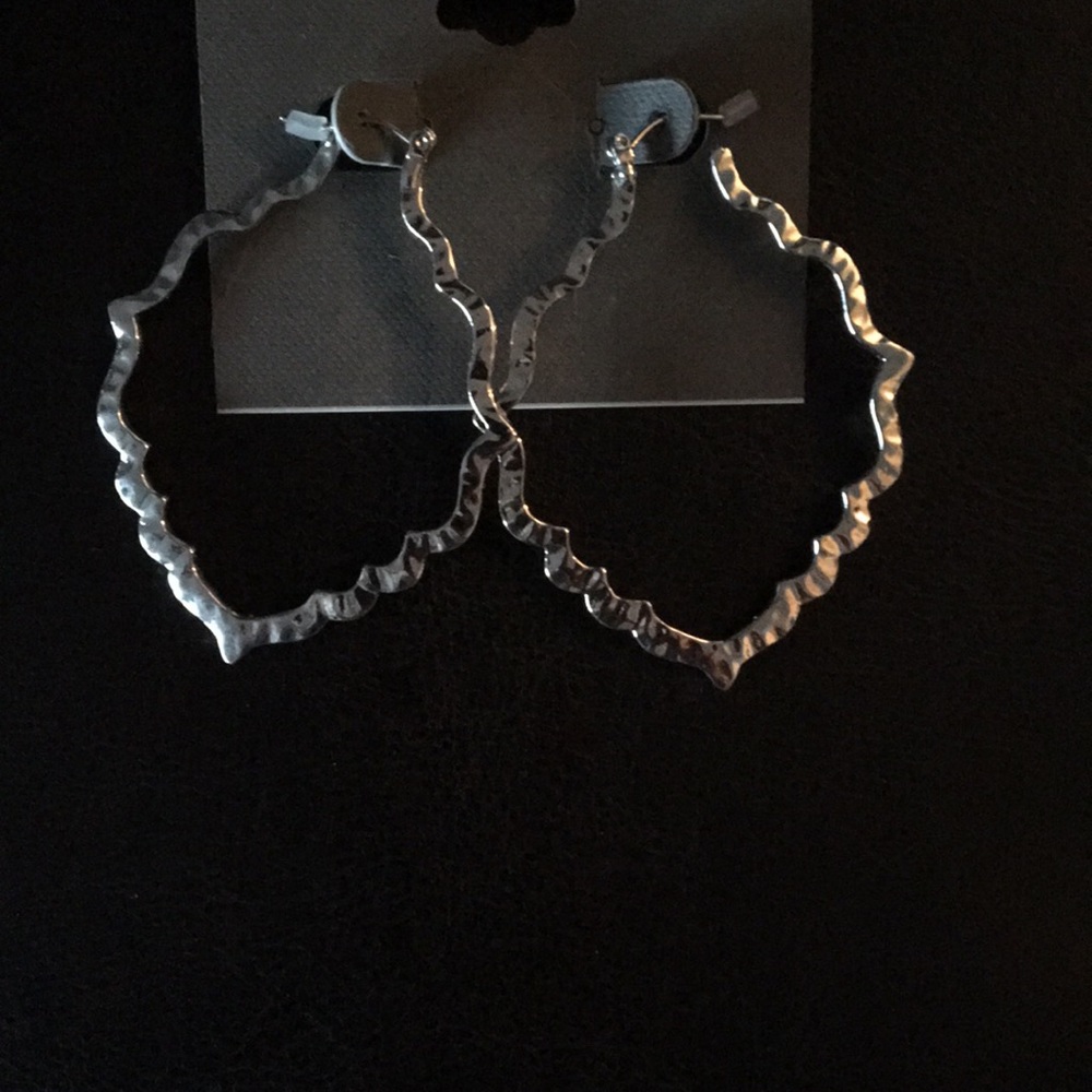 Badgley Mischka Glossy Silver Unique Hoops